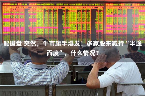 配操盘 突然，牛市旗手爆发！多家股东减持“半途而废”，什么情况？